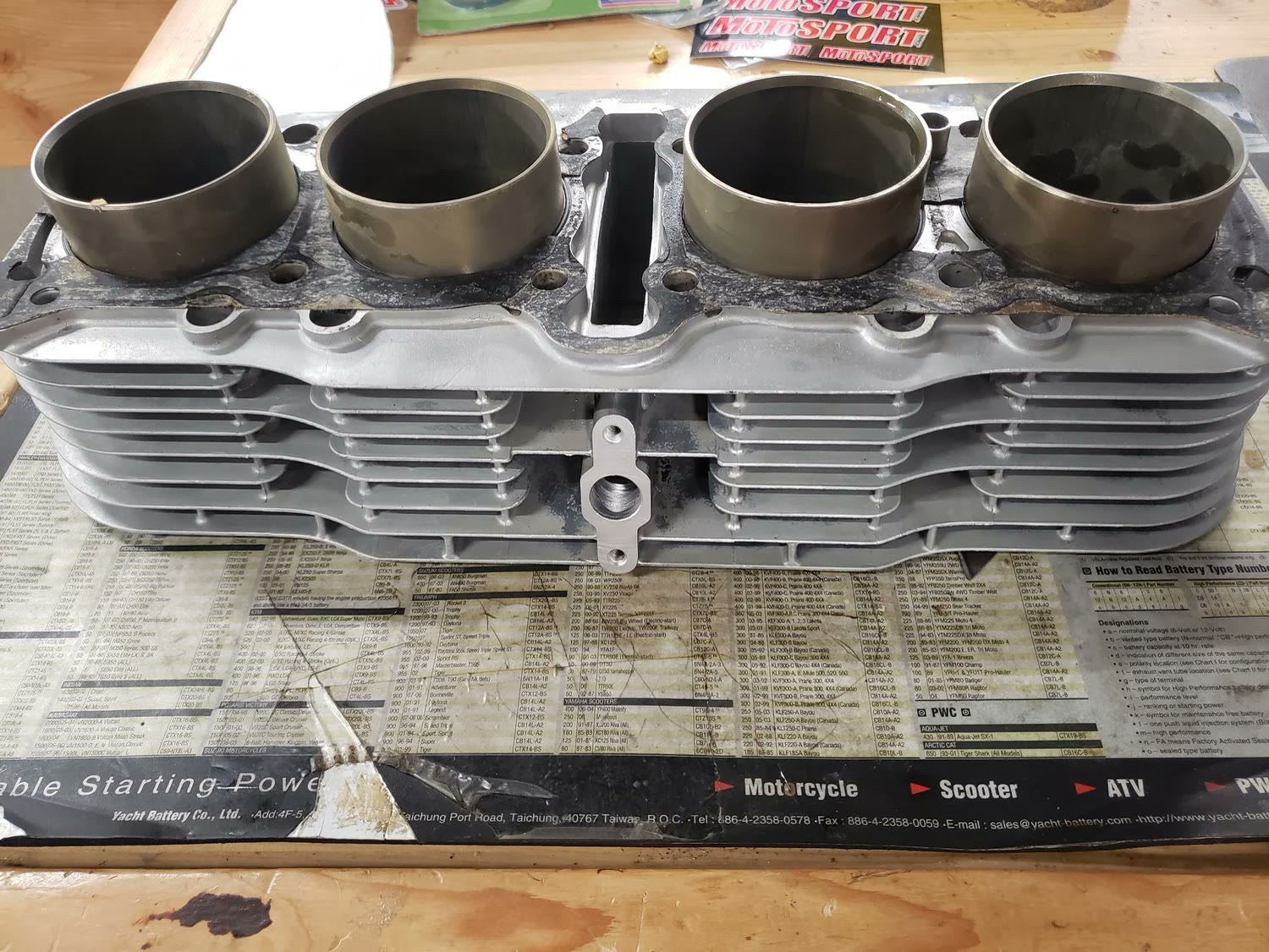 Honda CB750 cylinder block after vapor blasting